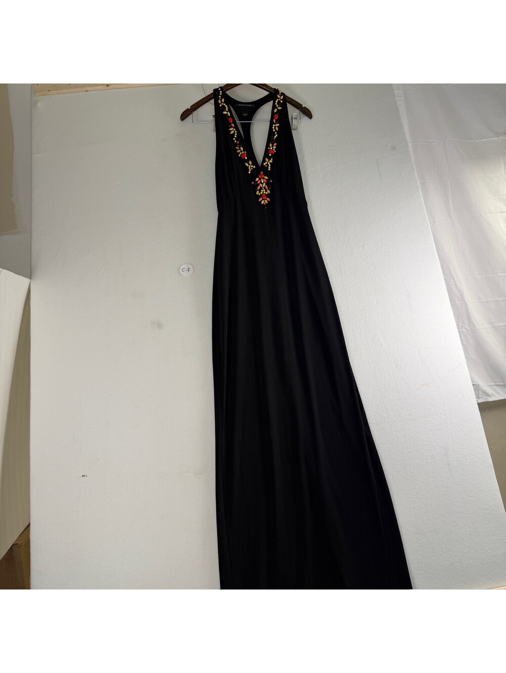 Victoria's Secret Black‎ Embellished Racerback Maxi Dress Size XS C-7